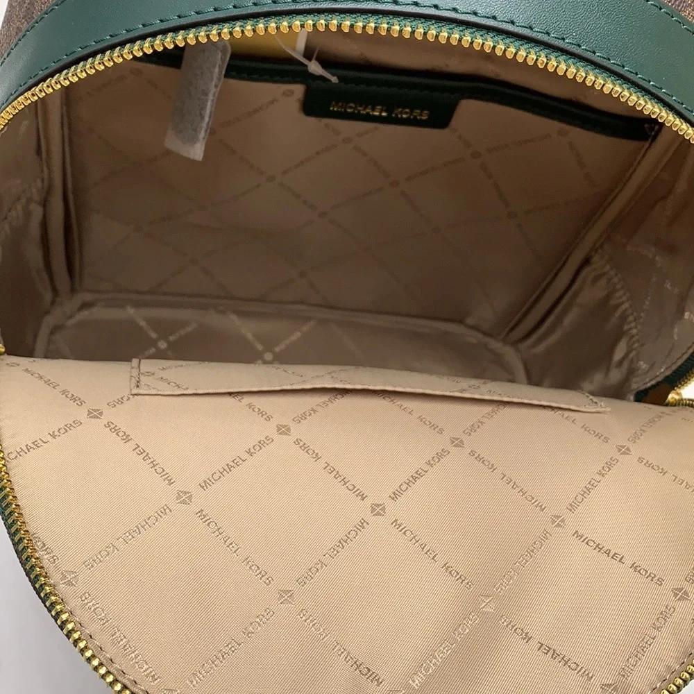 MICHAEL KORS KENLY MEDIUM BACKPACK Racing Green/ Brown signature color